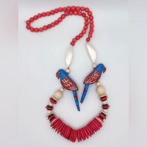 Vintage tropical bird necklace